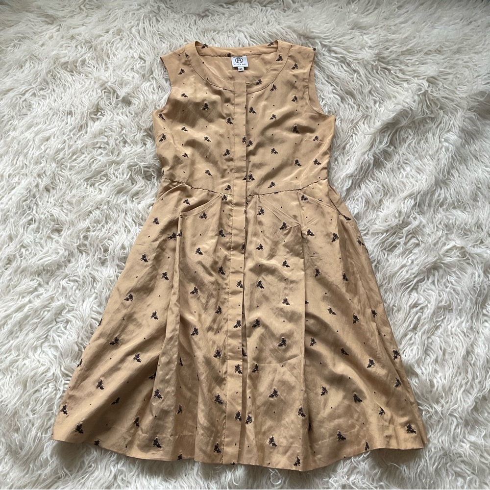 Alice Roi Floral Embroidered‎ Pleated Fit & Flare Dress